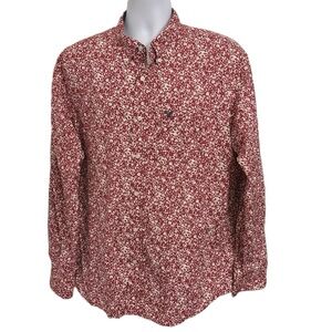 American Eagle Outfitters Burgundy and Cream Floral Shirt Classic Fit Size XL